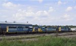 A trio of CSX SD40-2's sit in the yard